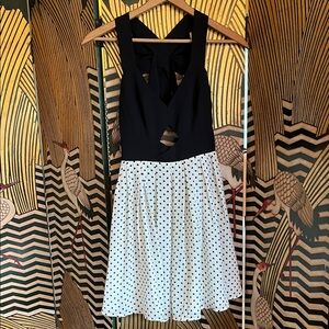 NWT Ark & Co Bow Back Cut outs Polka Dot Halter Dress Small